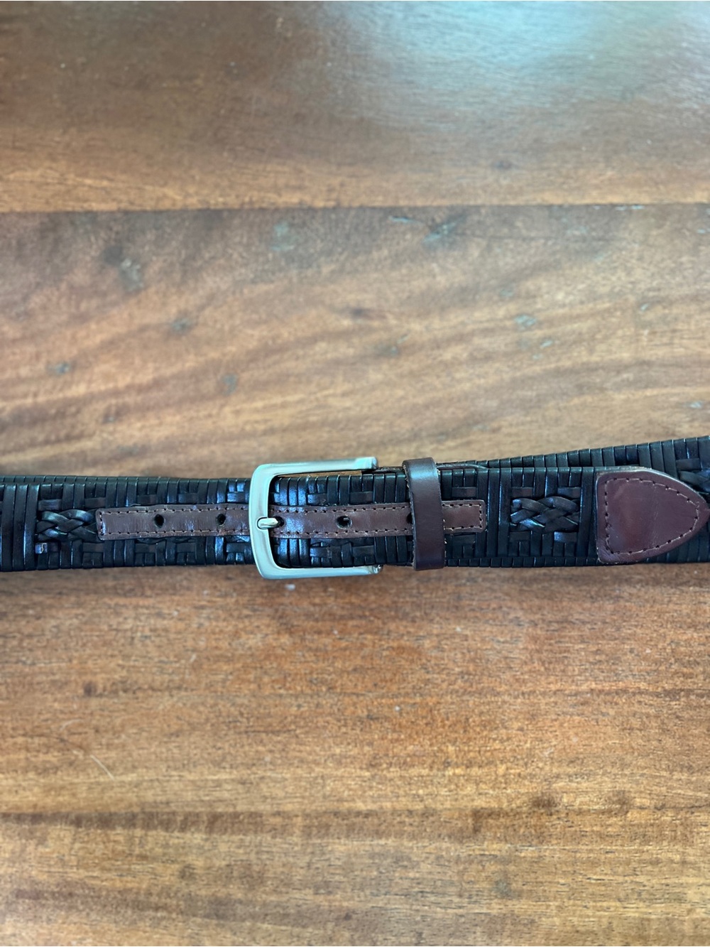 Tommy Bahama Men's Braided Woven Leather Belt Cognac With Silver Buckle  Size 40